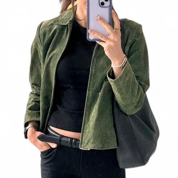Vintage green suede leather jacket - Picture 6 of 6